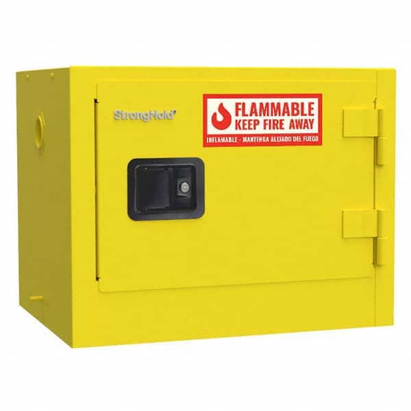 Strong Hold - Safety Cabinets Hazardous Chemical Type: Flammable and Combustible Liquids Color: Yellow - Apex Tool & Supply
