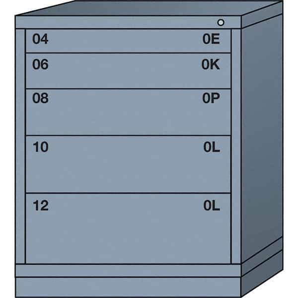 Lyon - 5 Drawer, Standard Mid-Range - Multiple Drawer Access Cabinet - Steel, 30" Wide x 28-1/4" Deep x 37-15/79" High, Dove Gray - Apex Tool & Supply