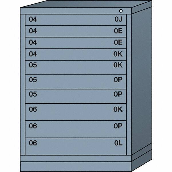 Lyon - 10 Drawer, Standard Counter - Multiple Drawer Access Cabinet - Steel, 30" Wide x 28-1/4" Deep x 44-1/4" High, Dove Gray - Apex Tool & Supply