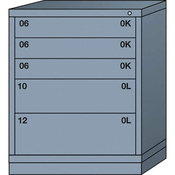 Lyon - 5 Drawer, Standard Mid-Range - Single Drawer Access Cabinet - Steel, 30" Wide x 28-1/4" Deep x 37-15/79" High, Dove Gray - Apex Tool & Supply