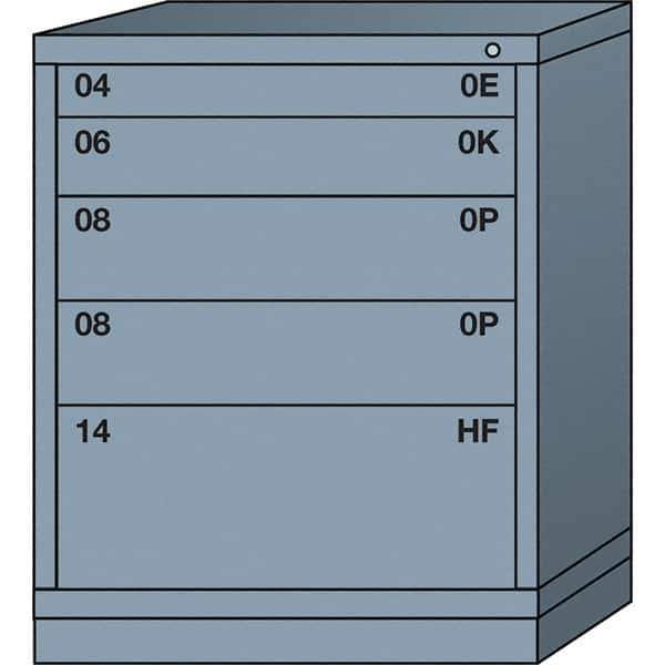Lyon - 5 Drawer, Standard Mid-Range - Multiple Drawer Access Cabinet - Steel, 30" Wide x 28-1/4" Deep x 37-15/79" High, Dove Gray - Apex Tool & Supply