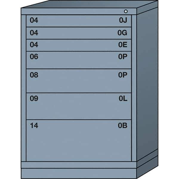 Lyon - 7 Drawer, Standard Counter - Multiple Drawer Access Cabinet - Steel, 30" Wide x 28-1/4" Deep x 44-1/4" High, Dove Gray - Apex Tool & Supply