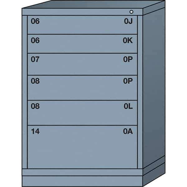 Lyon - 6 Drawer, Standard Counter - Single Drawer Access Cabinet - Steel, 30" Wide x 28-1/4" Deep x 44-1/4" High, Dove Gray - Apex Tool & Supply