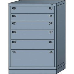 Lyon - 6 Drawer, Standard Counter - Single Drawer Access Cabinet - Steel, 30" Wide x 28-1/4" Deep x 44-1/4" High, Dove Gray - Apex Tool & Supply