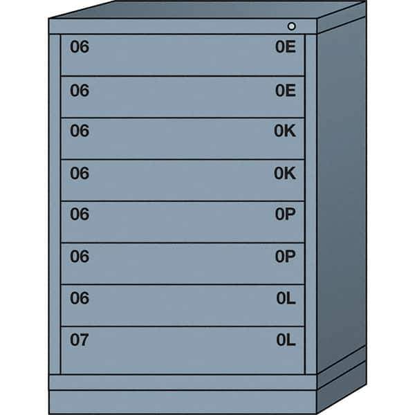 Lyon - 8 Drawer, Standard Counter - Multiple Drawer Access Cabinet - Steel, 30" Wide x 28-1/4" Deep x 44-1/4" High, Dove Gray - Apex Tool & Supply