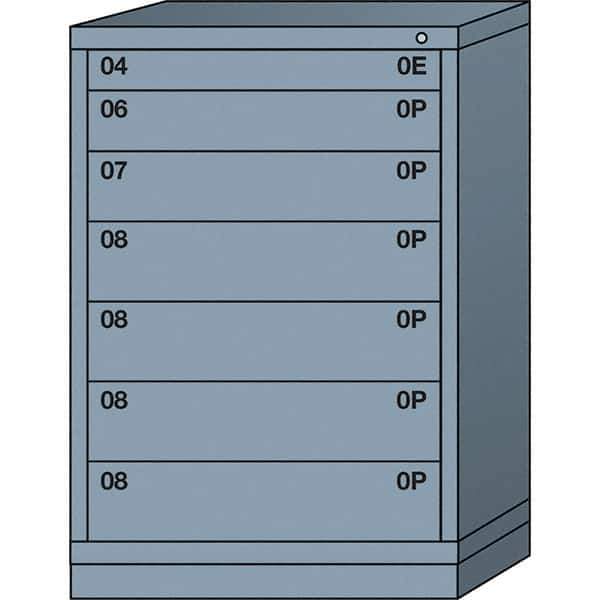 Lyon - 7 Drawer, Standard Counter - Single Drawer Access Cabinet - Steel, 30" Wide x 28-1/4" Deep x 44-1/4" High, Dove Gray - Apex Tool & Supply