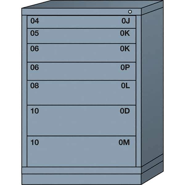 Lyon - 7 Drawer, Standard Counter - Multiple Drawer Access Cabinet - Steel, 30" Wide x 28-1/4" Deep x 44-1/4" High, Dove Gray - Apex Tool & Supply