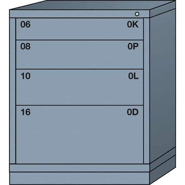 Lyon - 4 Drawer, Standard Mid-Range - Multiple Drawer Access Cabinet - Steel, 30" Wide x 28-1/4" Deep x 37-15/79" High, Dove Gray - Apex Tool & Supply