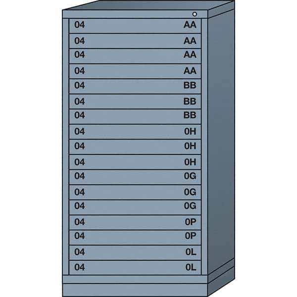 Lyon - 17 Drawer, Standard Eye-Level - Single Drawer Access Cabinet - Steel, 30" Wide x 28-1/4" Deep x 59-1/4" High, Dove Gray - Apex Tool & Supply