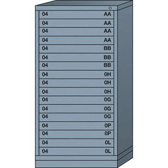 Lyon - 17 Drawer, Standard Eye-Level - Multiple Drawer Access Cabinet - Steel, 30" Wide x 28-1/4" Deep x 59-1/4" High, Dove Gray - Apex Tool & Supply