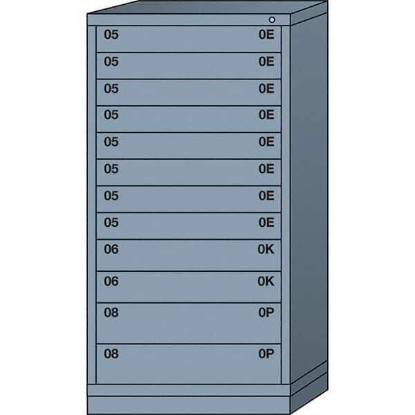 Lyon - 12 Drawer, Standard Eye-Level - Single Drawer Access Cabinet - Steel, 30" Wide x 28-1/4" Deep x 59-1/4" High, Dove Gray - Apex Tool & Supply