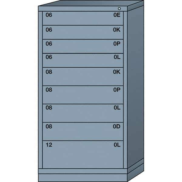 Lyon - 9 Drawer, Standard Eye-Level - Single Drawer Access Cabinet - Steel, 30" Wide x 28-1/4" Deep x 59-1/4" High, Dove Gray - Apex Tool & Supply