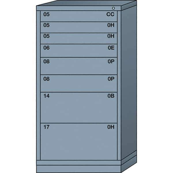 Lyon - 8 Drawer, Standard Eye-Level - Single Drawer Access Cabinet - Steel, 30" Wide x 28-1/4" Deep x 59-1/4" High, Dove Gray - Apex Tool & Supply