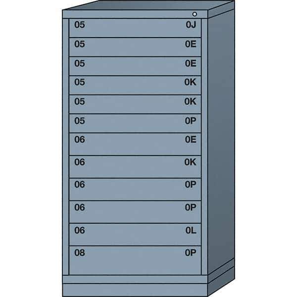Lyon - 12 Drawer, Standard Eye-Level - Multiple Drawer Access Cabinet - Steel, 30" Wide x 28-1/4" Deep x 59-1/4" High, Dove Gray - Apex Tool & Supply
