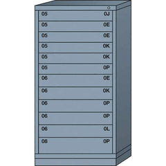 Lyon - 12 Drawer, Standard Eye-Level - Multiple Drawer Access Cabinet - Steel, 30" Wide x 28-1/4" Deep x 59-1/4" High, Dove Gray - Apex Tool & Supply