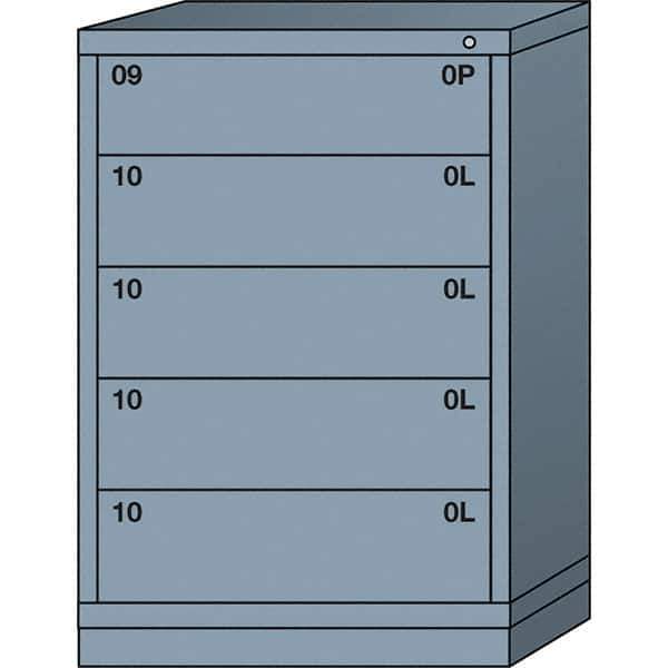 Lyon - 5 Drawer, Standard Counter - Multiple Drawer Access Cabinet - Steel, 30" Wide x 28-1/4" Deep x 44-1/4" High, Dove Gray - Apex Tool & Supply