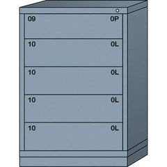 Lyon - 5 Drawer, Standard Counter - Single Drawer Access Cabinet - Steel, 30" Wide x 28-1/4" Deep x 44-1/4" High, Dove Gray - Apex Tool & Supply