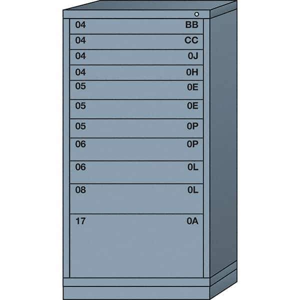 Lyon - 11 Drawer, Standard Eye-Level - Multiple Drawer Access Cabinet - Steel, 30" Wide x 28-1/4" Deep x 59-1/4" High, Dove Gray - Apex Tool & Supply