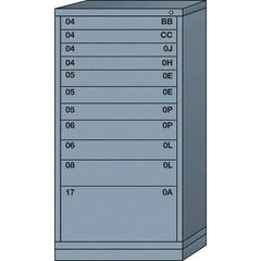 Lyon - 11 Drawer, Standard Eye-Level - Single Drawer Access Cabinet - Steel, 30" Wide x 28-1/4" Deep x 59-1/4" High, Dove Gray - Apex Tool & Supply