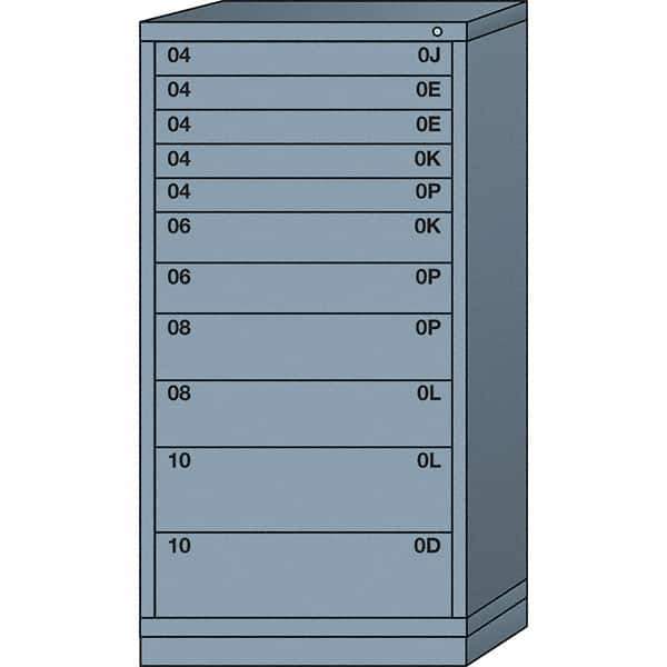 Lyon - 11 Drawer, Standard Eye-Level - Single Drawer Access Cabinet - Steel, 30" Wide x 28-1/4" Deep x 59-1/4" High, Dove Gray - Apex Tool & Supply