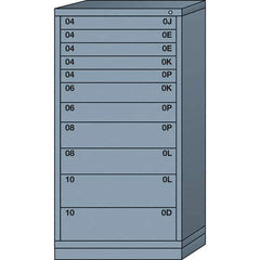 Lyon - 11 Drawer, Standard Eye-Level - Multiple Drawer Access Cabinet - Steel, 30" Wide x 28-1/4" Deep x 59-1/4" High, Dove Gray - Apex Tool & Supply