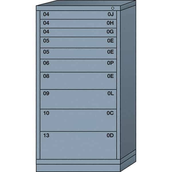 Lyon - 10 Drawer, Standard Eye-Level - Multiple Drawer Access Cabinet - Steel, 30" Wide x 28-1/4" Deep x 59-1/4" High, Dove Gray - Apex Tool & Supply