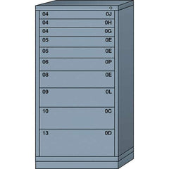Lyon - 10 Drawer, Standard Eye-Level - Single Drawer Access Cabinet - Steel, 30" Wide x 28-1/4" Deep x 59-1/4" High, Dove Gray - Apex Tool & Supply