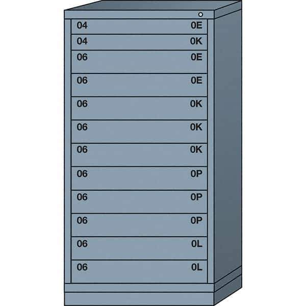Lyon - 12 Drawer, Standard Eye-Level - Multiple Drawer Access Cabinet - Steel, 30" Wide x 28-1/4" Deep x 59-1/4" High, Dove Gray - Apex Tool & Supply