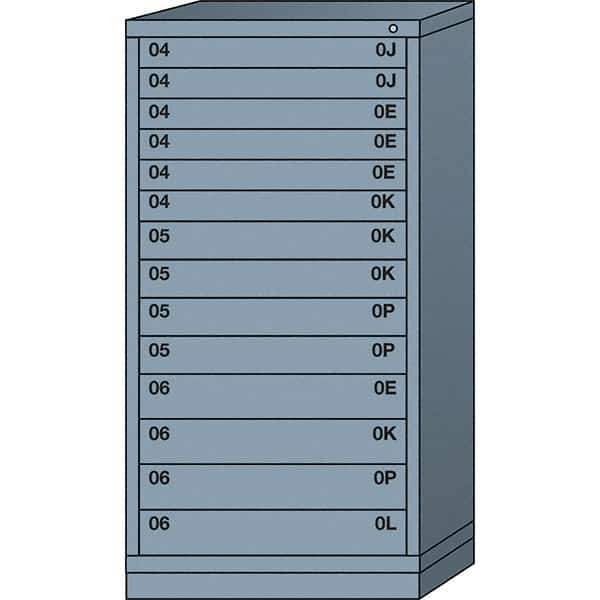 Lyon - 14 Drawer, Standard Eye-Level - Multiple Drawer Access Cabinet - Steel, 30" Wide x 28-1/4" Deep x 59-1/4" High, Dove Gray - Apex Tool & Supply