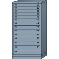 Lyon - 14 Drawer, Standard Eye-Level - Single Drawer Access Cabinet - Steel, 30" Wide x 28-1/4" Deep x 59-1/4" High, Dove Gray - Apex Tool & Supply