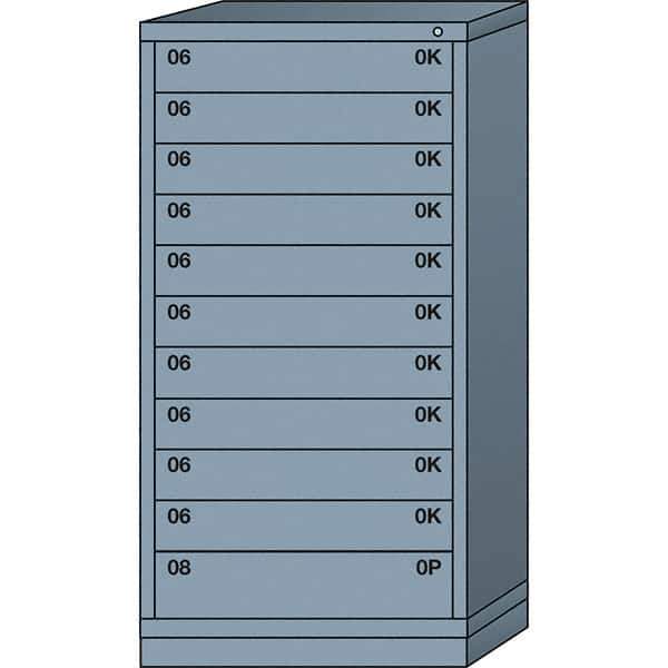 Lyon - 11 Drawer, Standard Eye-Level - Single Drawer Access Cabinet - Steel, 30" Wide x 28-1/4" Deep x 59-1/4" High, Dove Gray - Apex Tool & Supply