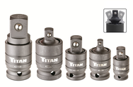 5 Piece - #16150 - 1/4; 3/8 & 1/2" Drive - Pin-Free Locking U-Joint Adapter Set - Apex Tool & Supply
