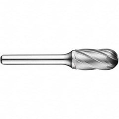 Precision Twist Drill - 1/2" Cut Diam, 1/4" Shank Diam, Carbide Aluma Cut Cylinder Ball End Burr - Apex Tool & Supply