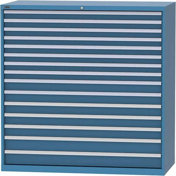 LISTA - 15 Drawer, 84 Compartment Bright Blue Steel Modular Storage Cabinet - Apex Tool & Supply