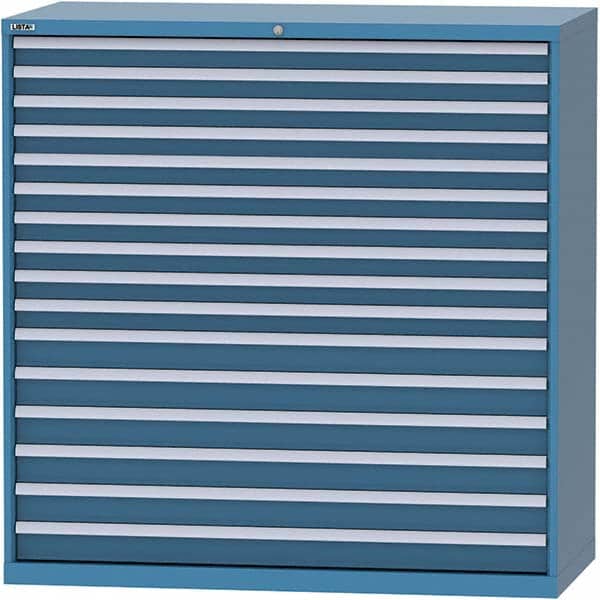 LISTA - 16 Drawer, 84 Compartment Bright Blue Steel Modular Storage Cabinet - Apex Tool & Supply