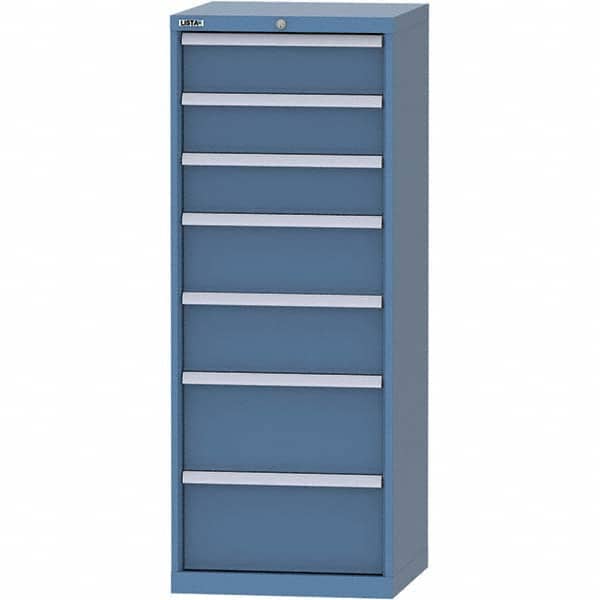 LISTA - 7 Drawer, 84 Compartment Bright Blue Steel Modular Storage Cabinet - Apex Tool & Supply