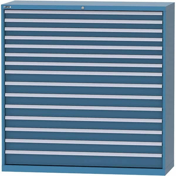 LISTA - 15 Drawer, 84 Compartment Bright Blue Steel Modular Storage Cabinet - Apex Tool & Supply