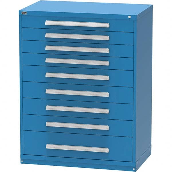 Vidmar - 9 Drawer, 45 Compartment Bright Blue Steel Modular Storage Cabinet - Apex Tool & Supply