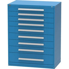 Vidmar - 9 Drawer, 45 Compartment Bright Blue Steel Modular Storage Cabinet - Apex Tool & Supply