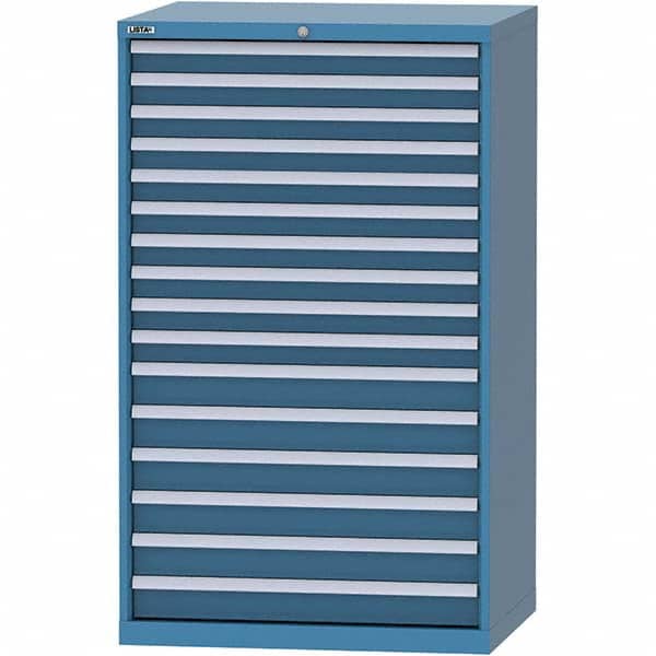 LISTA - 16 Drawer, 84 Compartment Bright Blue Steel Modular Storage Cabinet - Apex Tool & Supply
