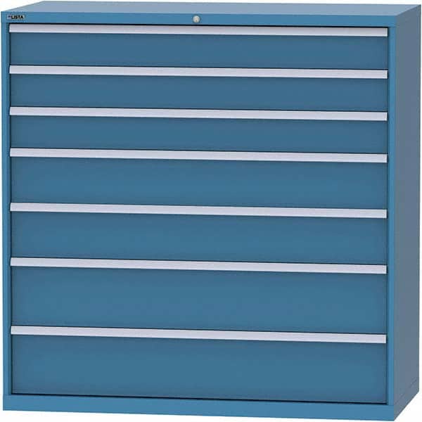 LISTA - 7 Drawer, 84 Compartment Bright Blue Steel Modular Storage Cabinet - Apex Tool & Supply