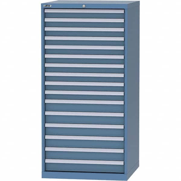 LISTA - 16 Drawer, 124 Compartment Bright Blue Steel Modular Storage Cabinet - Apex Tool & Supply