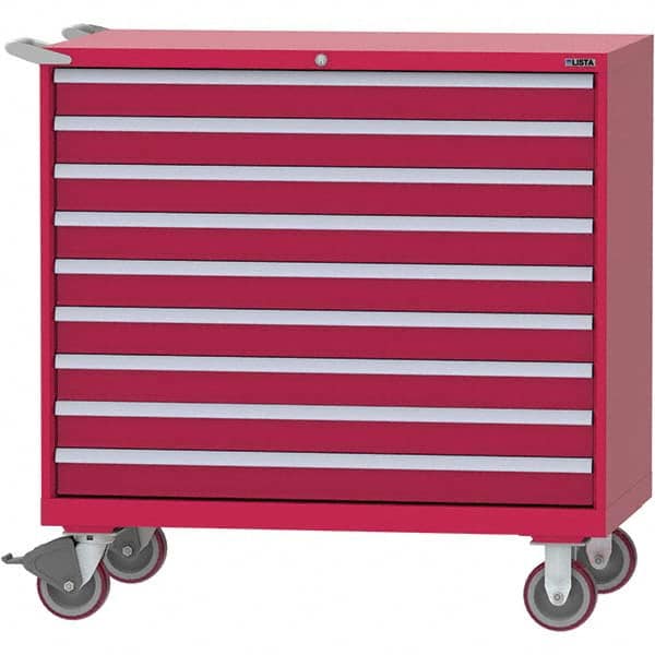 LISTA - 9 Drawer, 99 Compartment Red Steel Modular Storage Cabinet - Apex Tool & Supply