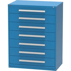 Vidmar - 7 Drawer, 45 Compartment Bright Blue Steel Modular Storage Cabinet - Apex Tool & Supply
