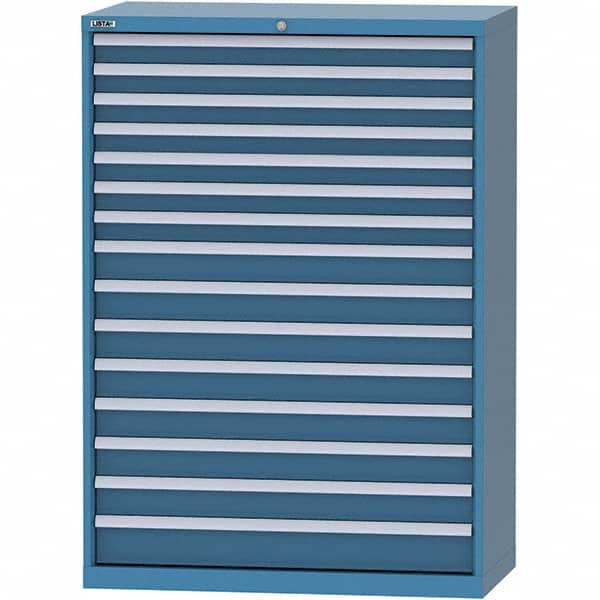 LISTA - 15 Drawer, 84 Compartment Bright Blue Steel Modular Storage Cabinet - Apex Tool & Supply