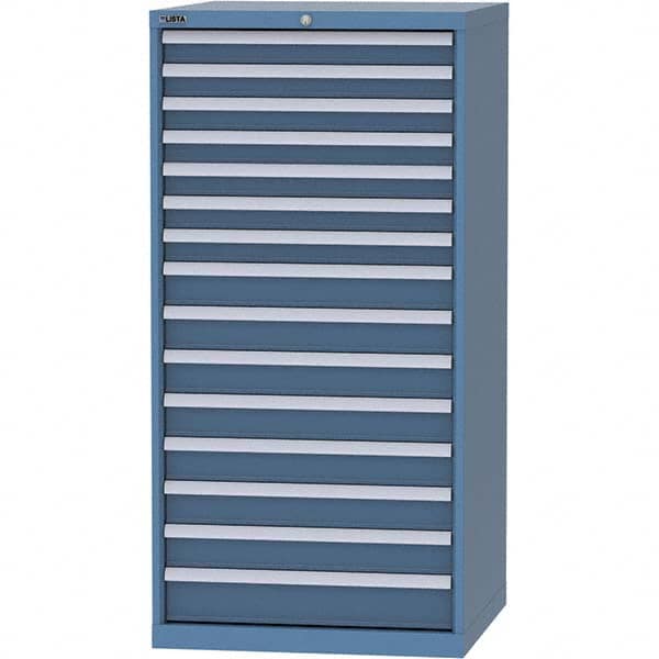 LISTA - 15 Drawer, 124 Compartment Bright Blue Steel Modular Storage Cabinet - Apex Tool & Supply