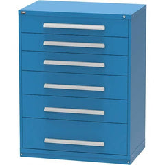 Vidmar - 6 Drawer, 45 Compartment Bright Blue Steel Modular Storage Cabinet - Apex Tool & Supply