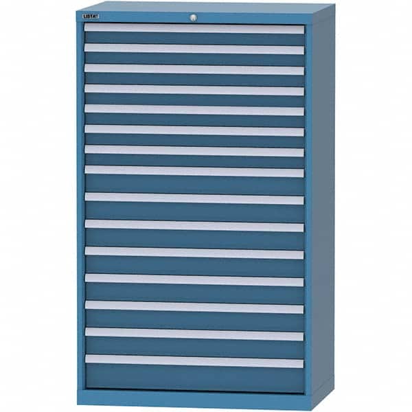 LISTA - 15 Drawer, 84 Compartment Bright Blue Steel Modular Storage Cabinet - Apex Tool & Supply