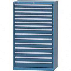 LISTA - 15 Drawer, 84 Compartment Bright Blue Steel Modular Storage Cabinet - Apex Tool & Supply