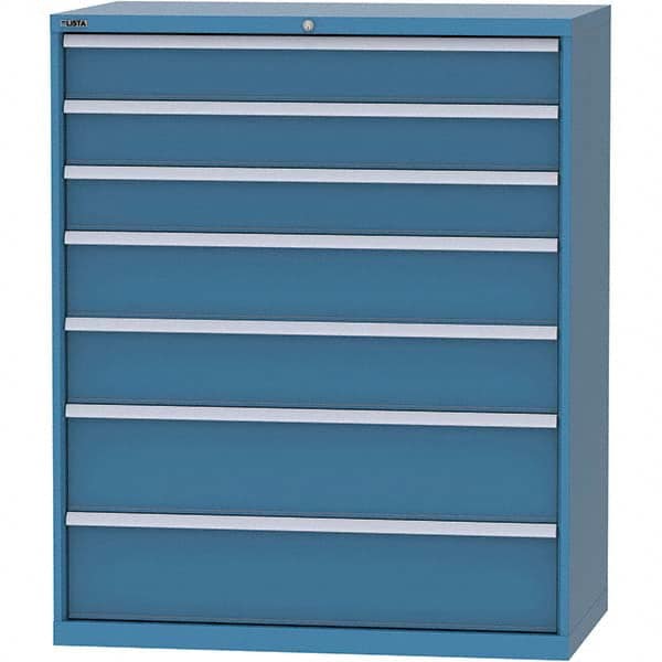 LISTA - 7 Drawer, 159 Compartment Bright Blue Steel Modular Storage Cabinet - Apex Tool & Supply